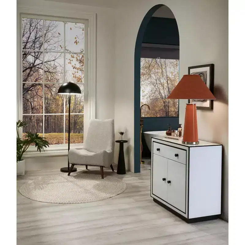 Studio 55D Biscaya 31 1/2 White Reverse Painted Glass Accent Chest