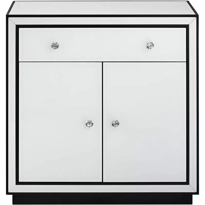 Studio 55D Biscaya 31 1/2 White Reverse Painted Glass Accent Chest