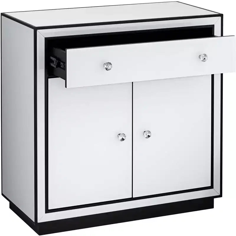 Studio 55D Biscaya 31 1/2 White Reverse Painted Glass Accent Chest