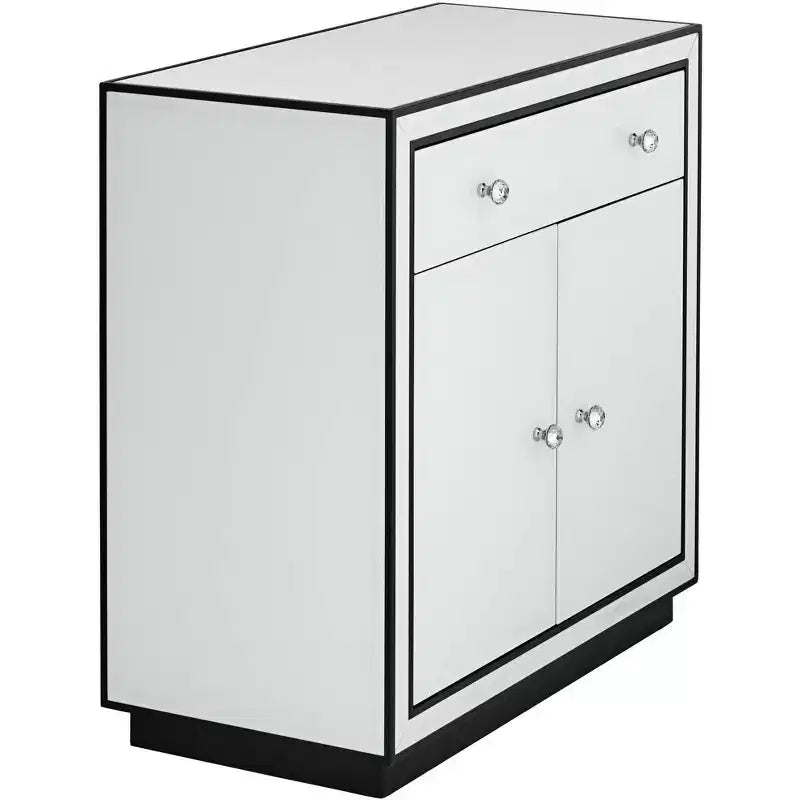 Studio 55D Biscaya 31 1/2 White Reverse Painted Glass Accent Chest