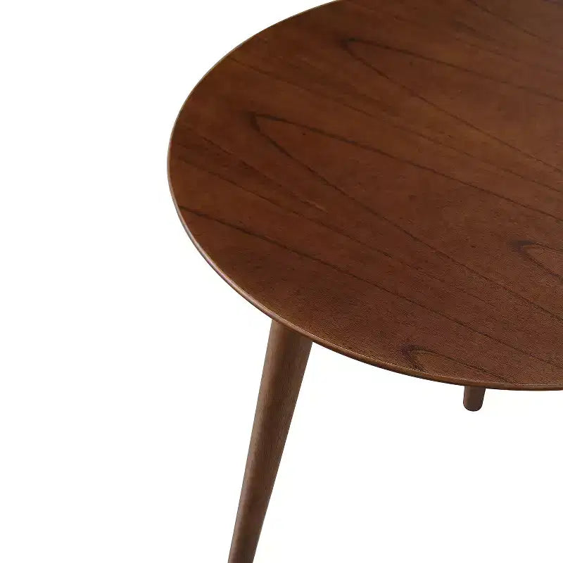 GDFStudio Bridie Mid Century Modern Round Wood End Table with Splayed Legs