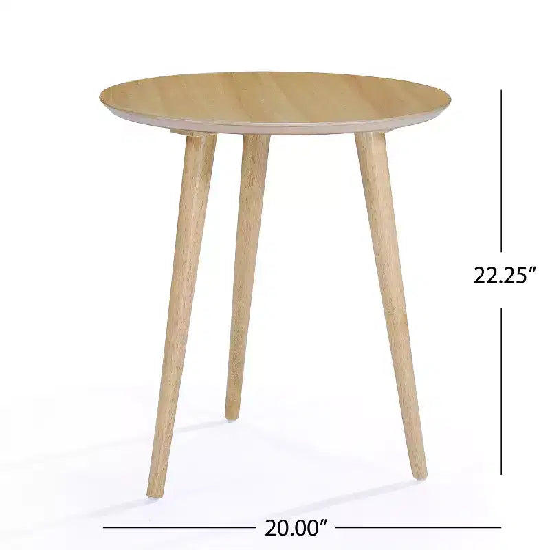 GDFStudio Bridie Mid Century Modern Round Wood End Table with Splayed Legs