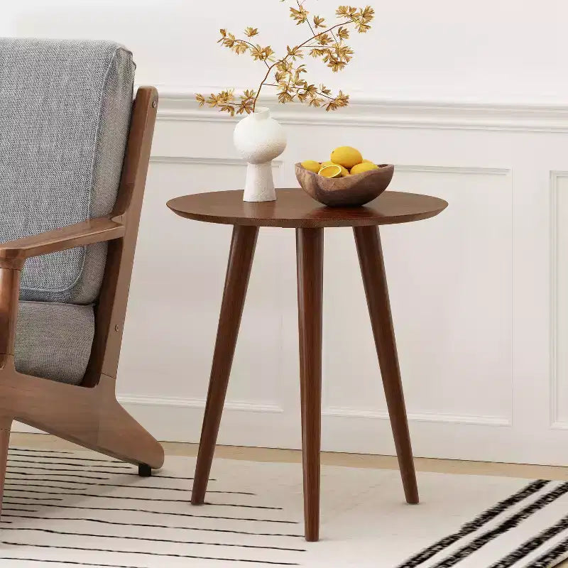 GDFStudio Bridie Mid Century Modern Round Wood End Table with Splayed Legs