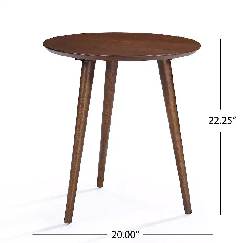GDFStudio Bridie Mid Century Modern Round Wood End Table with Splayed Legs
