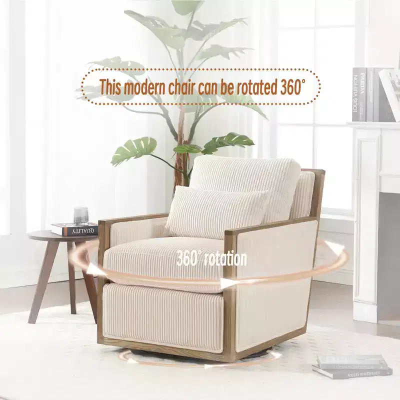 GDFStudio Tim Modern Corduroy Upholstered 360 Swivel Accent Chair with Two Pillows