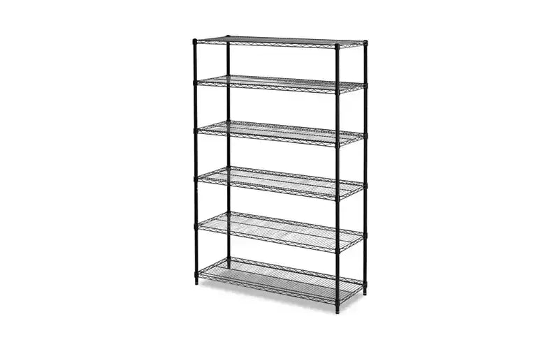 Alera NSF Certified 6-Shelf Wire Shelving Kit, 48w x 18d x 72h, Black
