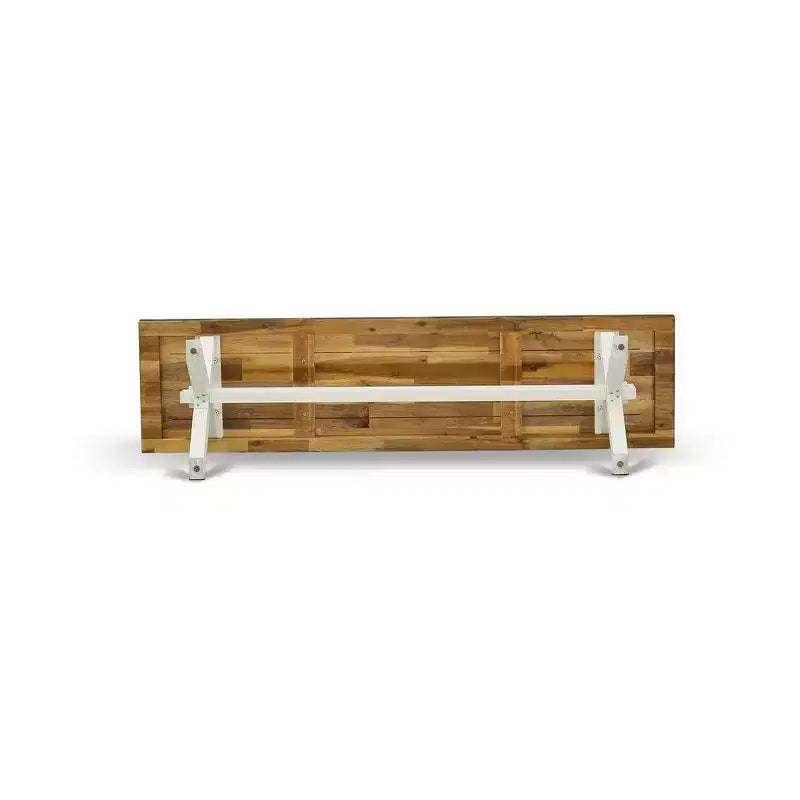 HomeStock X-Style Modern Dining Bench with Solid Wood Seat, 60x15x18 Inch, White/Espresso