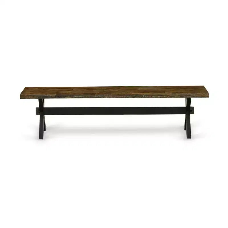 HomeStock X-Style Modern Dining Bench with Wood Seat, 72x15x18 Inch, Black/Espresso