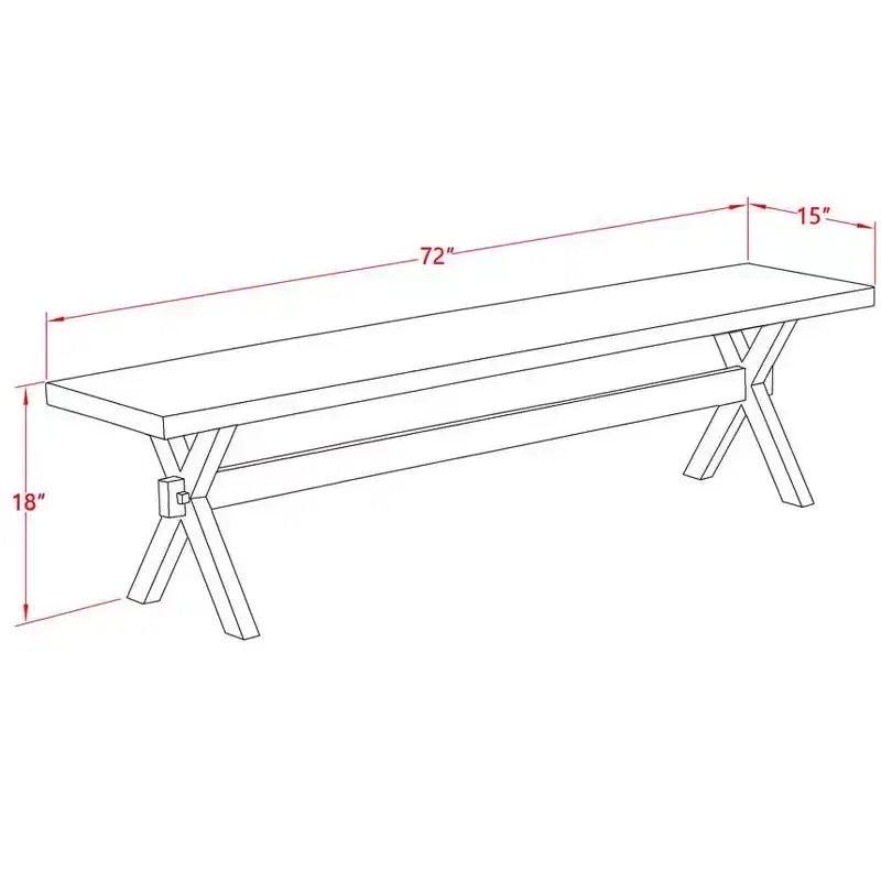 HomeStock X-Style Modern Dining Bench with Wood Seat, 72x15x18 Inch, Black/Espresso