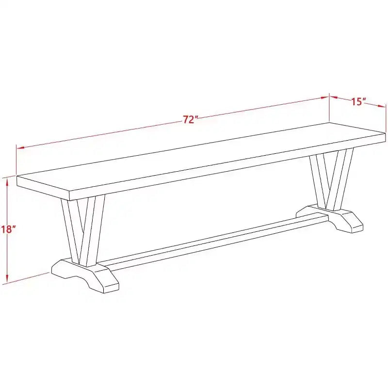 HomeStock X-Style Modern Dining Bench with Wood Seat, 72x15x18 Inch, Black/Espresso