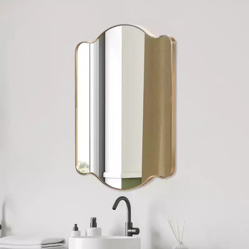 JONATHAN Y Louisa Scalloped Rectangular Metal Framed Wall Mirror