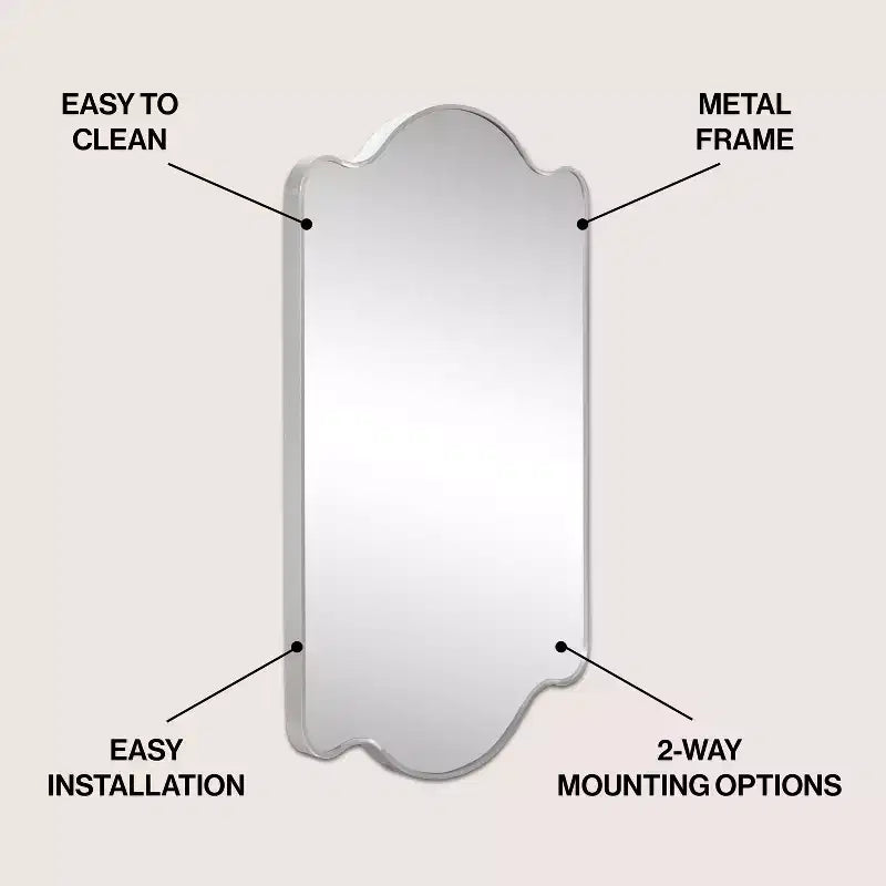 JONATHAN Y Louisa Scalloped Rectangular Metal Framed Wall Mirror