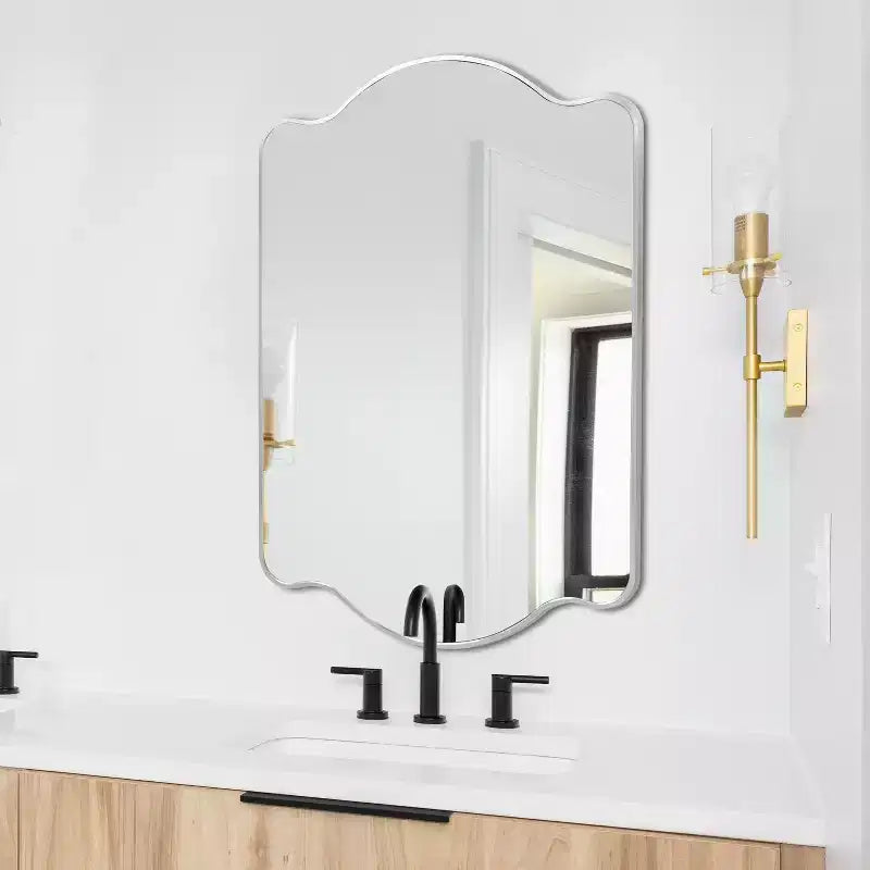 JONATHAN Y Louisa Scalloped Rectangular Metal Framed Wall Mirror