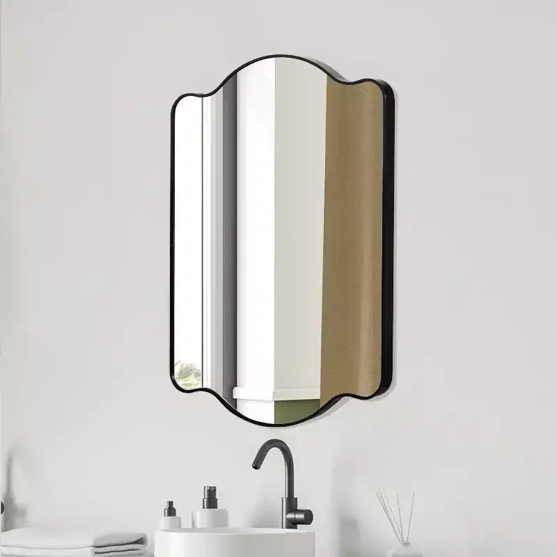 JONATHAN Y Louisa Scalloped Rectangular Metal Framed Wall Mirror