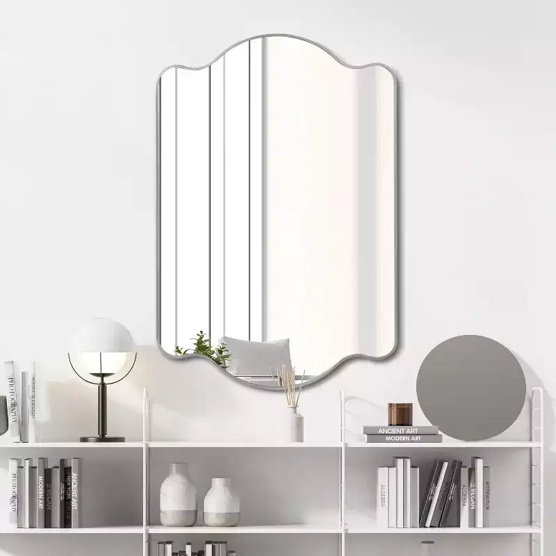 JONATHAN Y Louisa Scalloped Rectangular Metal Framed Wall Mirror