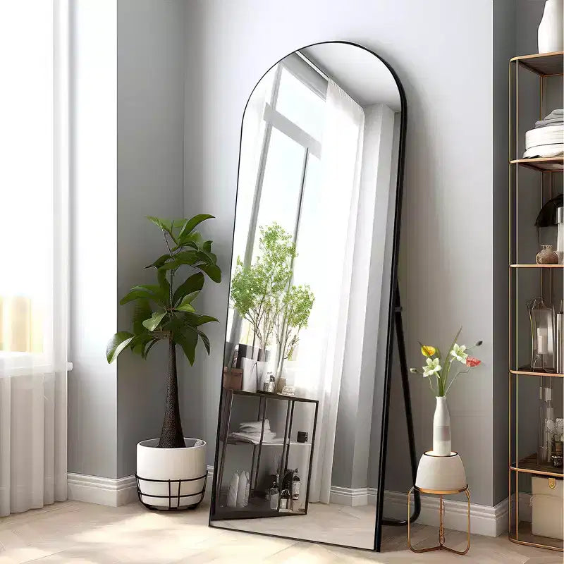 PexFix 71x31 Arch Solid Wood Full Length Mirror Floor Mirror in Black