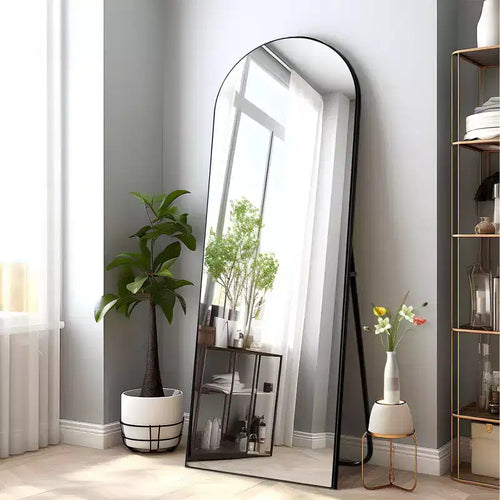 PexFix 71x31 Arch Solid Wood Full Length Mirror Floor Mirror in Black