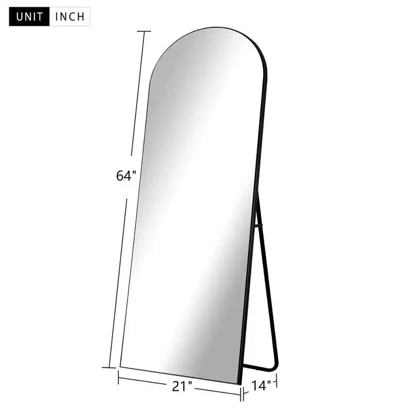 PexFix 71x31 Arch Solid Wood Full Length Mirror Floor Mirror in Black