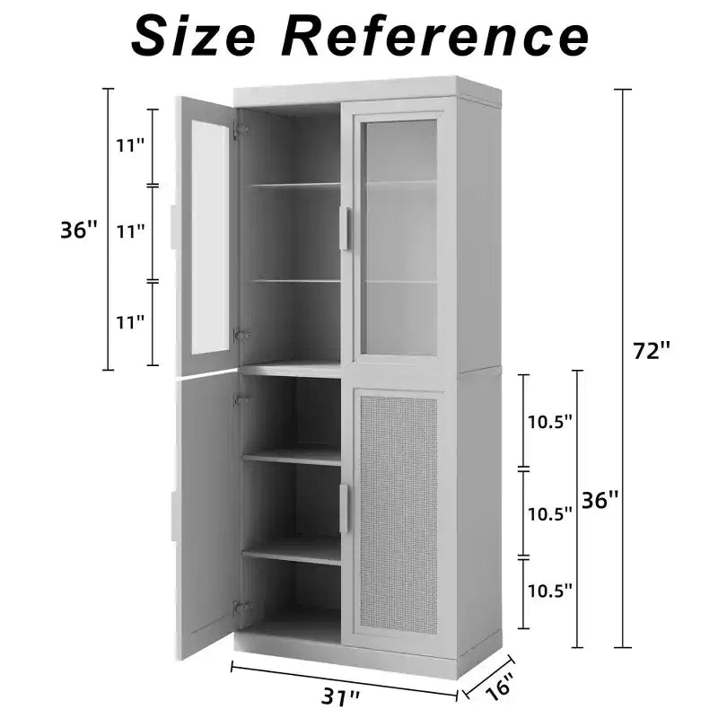 PexFix Wood Kitchen Storage Pantry Cabinet with Adjustable Shelves