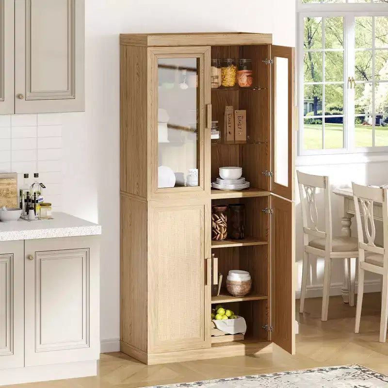 PexFix Wood Kitchen Storage Pantry Cabinet with Adjustable Shelves