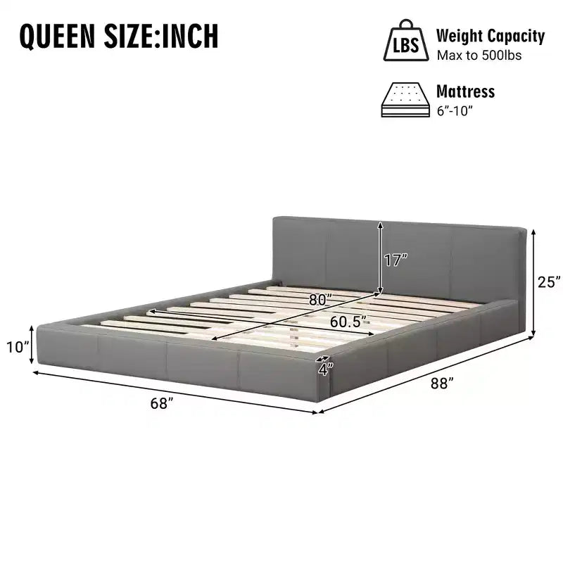 Christopher Knight Home Francis Modern Faux Leather Upholstered Wood Platform Bed with Headboard
