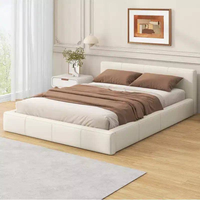 Christopher Knight Home Francis Modern Faux Leather Upholstered Wood Platform Bed with Headboard
