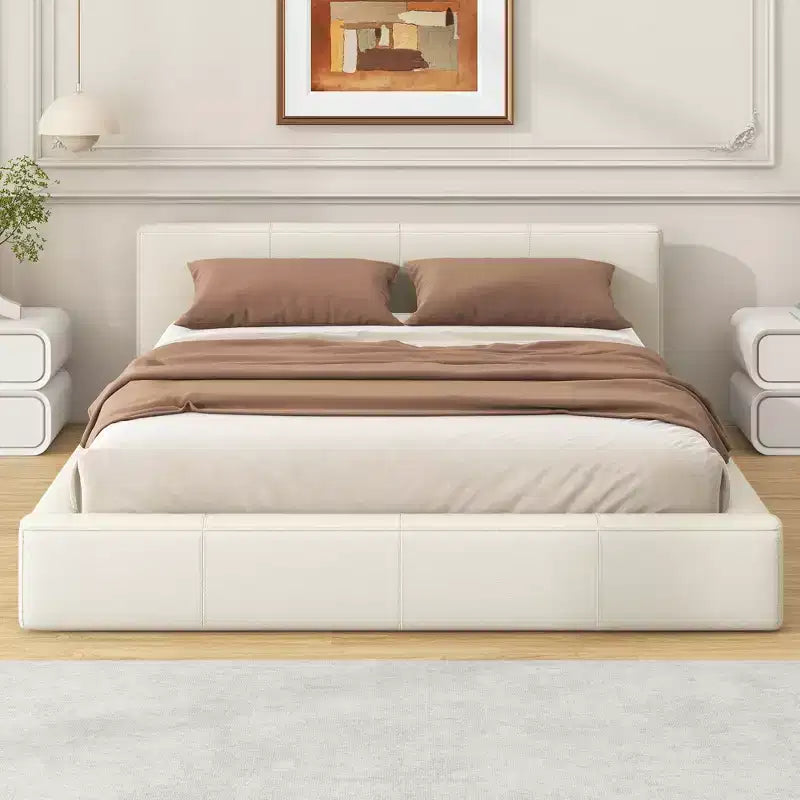 Christopher Knight Home Francis Modern Faux Leather Upholstered Wood Platform Bed with Headboard