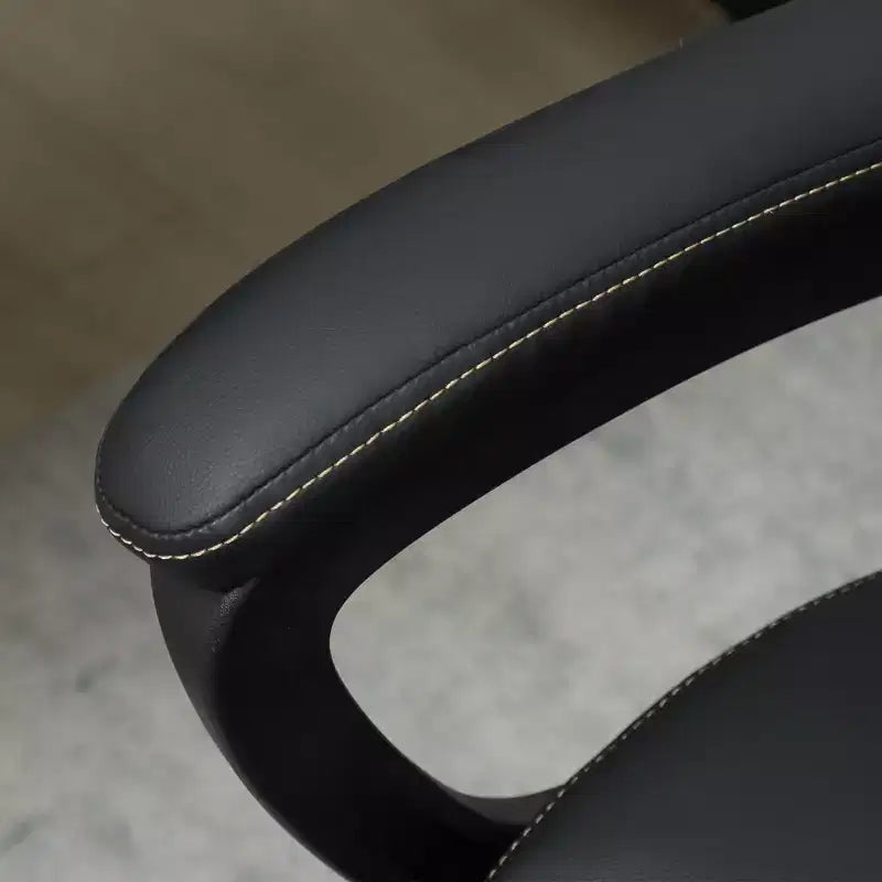 HOMCOM High Back Executive Office Chair, PU Leather Computer Desk Chair with Adjustable Height, Padded Armrests and Swivel Wheels