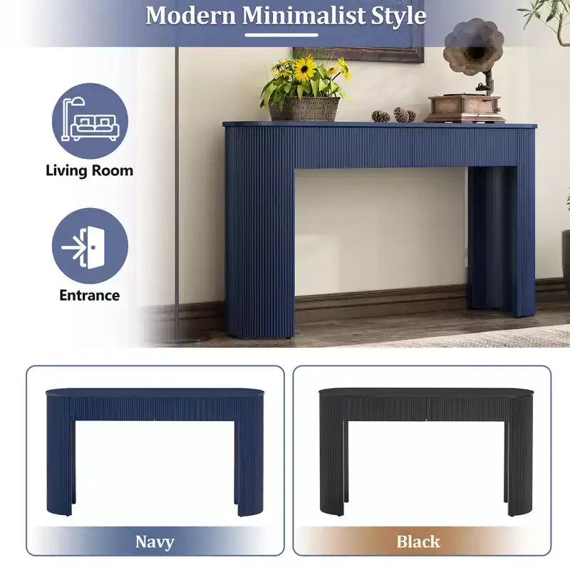54W Console Table, Entryway Table with Oval Top and 2 Drawers, Retro Hallway Table with Fluted Design - ModernLuxe