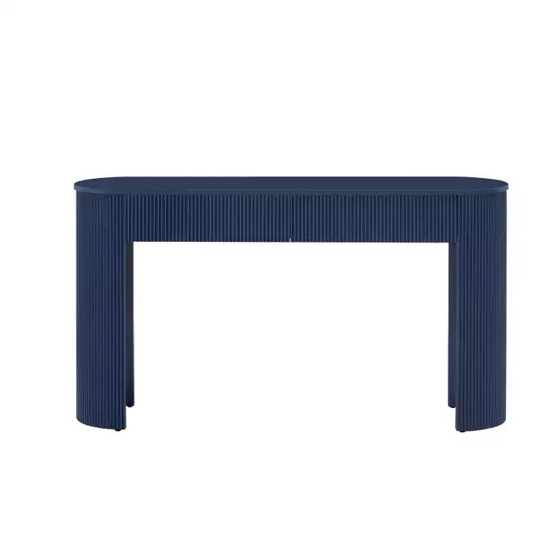 54W Console Table, Entryway Table with Oval Top and 2 Drawers, Retro Hallway Table with Fluted Design - ModernLuxe