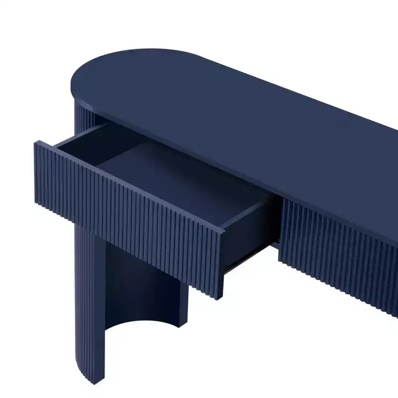 54W Console Table, Entryway Table with Oval Top and 2 Drawers, Retro Hallway Table with Fluted Design - ModernLuxe