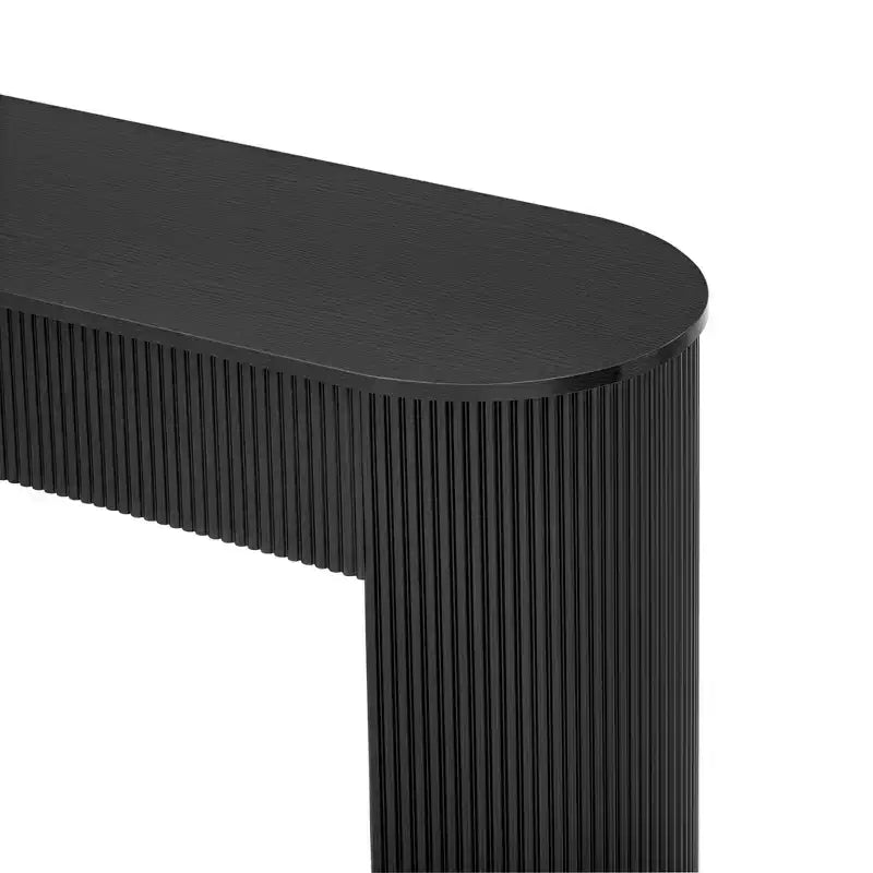 54W Console Table, Entryway Table with Oval Top and 2 Drawers, Retro Hallway Table with Fluted Design - ModernLuxe