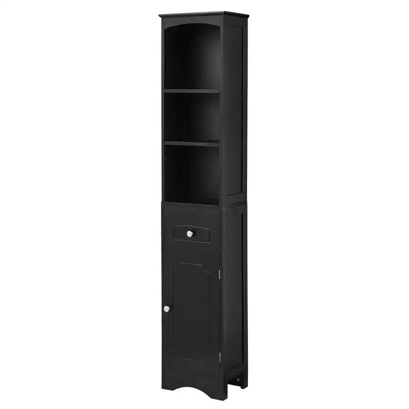 Whisen Verticle Bathroom Cabinet, Freestanding Storage Cabinet with Drawer and Adjustable Shelves