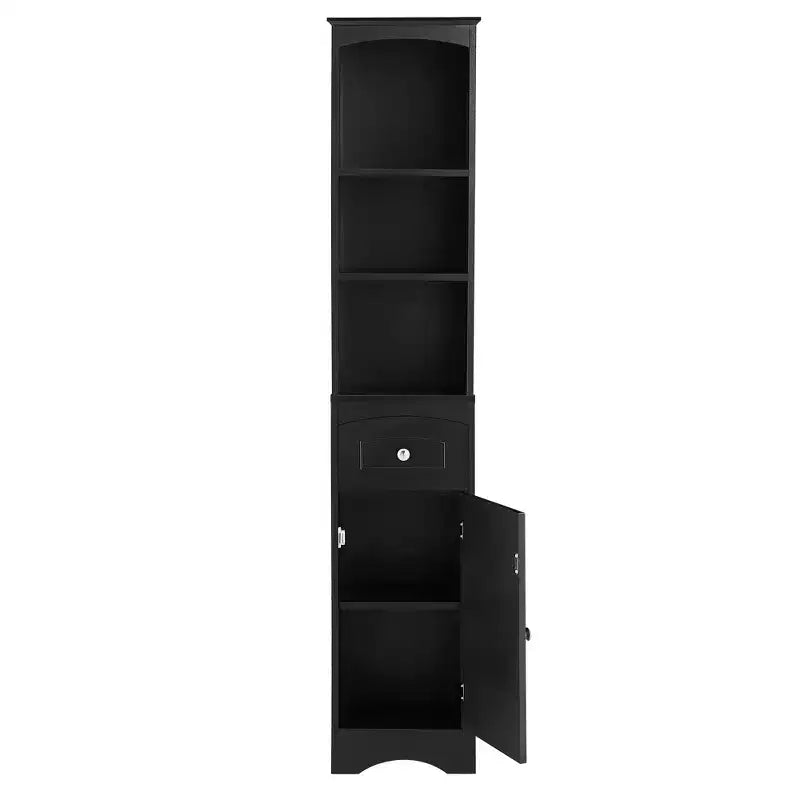 Whisen Verticle Bathroom Cabinet, Freestanding Storage Cabinet with Drawer and Adjustable Shelves