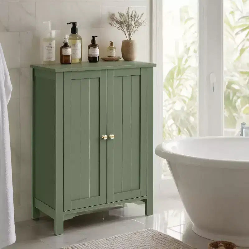 Slate Gray Freestanding Bathroom Floor Storage Cabinet - 11.8 x 23.6 x 31.5 Inches, with 2 Adjustable Shelves for Spacious Bathroom Storage