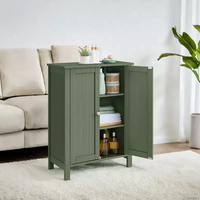 Slate Gray Freestanding Bathroom Floor Storage Cabinet - 11.8 x 23.6 x 31.5 Inches, with 2 Adjustable Shelves for Spacious Bathroom Storage