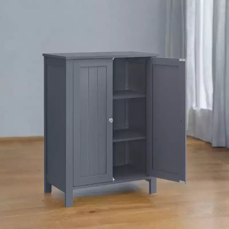 Slate Gray Freestanding Bathroom Floor Storage Cabinet - 11.8 x 23.6 x 31.5 Inches, with 2 Adjustable Shelves for Spacious Bathroom Storage