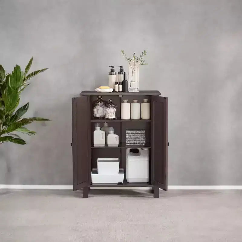 Slate Gray Freestanding Bathroom Floor Storage Cabinet - 11.8 x 23.6 x 31.5 Inches, with 2 Adjustable Shelves for Spacious Bathroom Storage