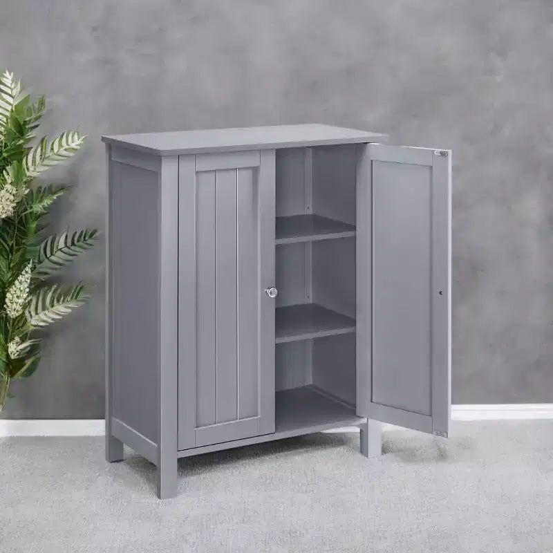 Slate Gray Freestanding Bathroom Floor Storage Cabinet - 11.8 x 23.6 x 31.5 Inches, with 2 Adjustable Shelves for Spacious Bathroom Storage