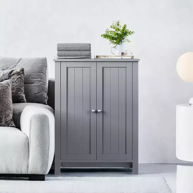 Slate Gray Freestanding Bathroom Floor Storage Cabinet - 11.8 x 23.6 x 31.5 Inches, with 2 Adjustable Shelves for Spacious Bathroom Storage