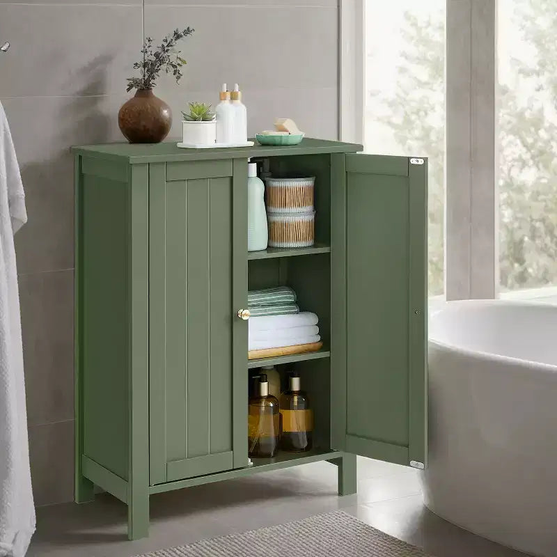 Slate Gray Freestanding Bathroom Floor Storage Cabinet - 11.8 x 23.6 x 31.5 Inches, with 2 Adjustable Shelves for Spacious Bathroom Storage