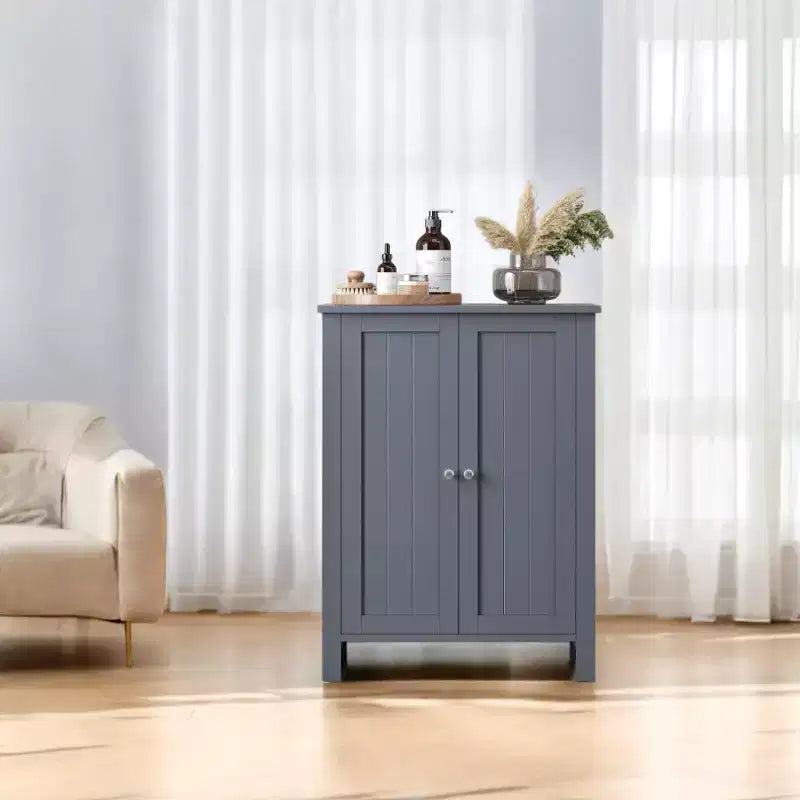 Slate Gray Freestanding Bathroom Floor Storage Cabinet - 11.8 x 23.6 x 31.5 Inches, with 2 Adjustable Shelves for Spacious Bathroom Storage