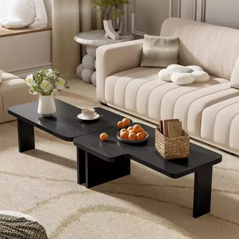 41W Coffee Table Set Cocktail Table Center Table Combination Side Table Rectangle Accent Table, Modern&Minimalist, Natural/Black/Espresso-ModernLuxe