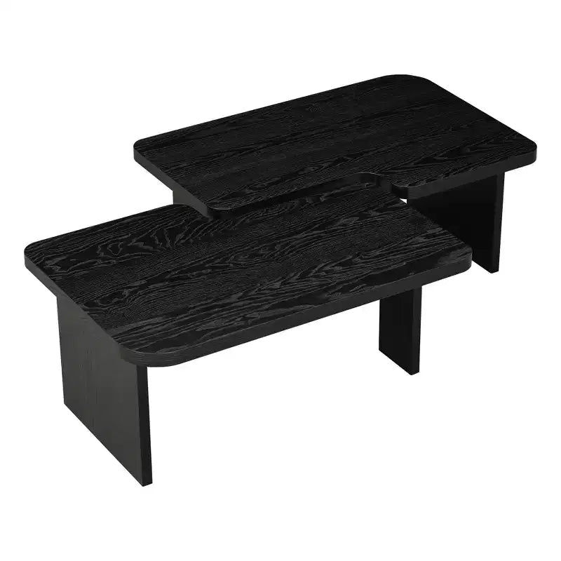 41W Coffee Table Set Cocktail Table Center Table Combination Side Table Rectangle Accent Table, Modern&Minimalist, Natural/Black/Espresso-ModernLuxe