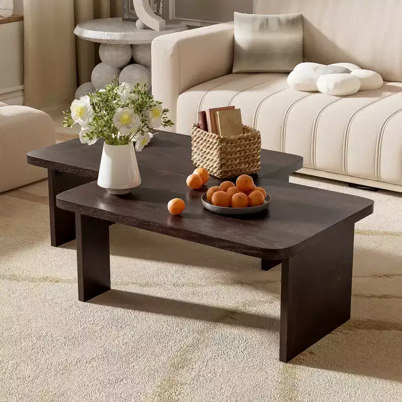 41W Coffee Table Set Cocktail Table Center Table Combination Side Table Rectangle Accent Table, Modern&Minimalist, Natural/Black/Espresso-ModernLuxe