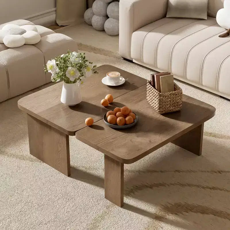 41W Coffee Table Set Cocktail Table Center Table Combination Side Table Rectangle Accent Table, Modern&Minimalist, Natural/Black/Espresso-ModernLuxe