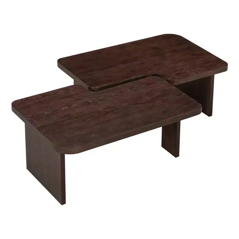 41W Coffee Table Set Cocktail Table Center Table Combination Side Table Rectangle Accent Table, Modern&Minimalist, Natural/Black/Espresso-ModernLuxe