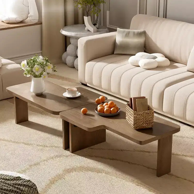 41W Coffee Table Set Cocktail Table Center Table Combination Side Table Rectangle Accent Table, Modern&Minimalist, Natural/Black/Espresso-ModernLuxe