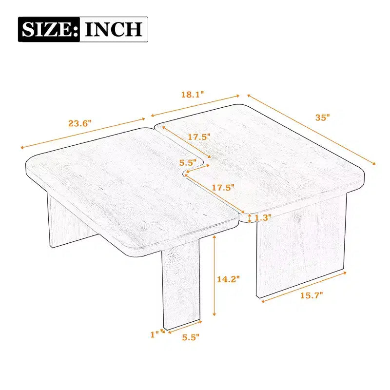 41W Coffee Table Set Cocktail Table Center Table Combination Side Table Rectangle Accent Table, Modern&Minimalist, Natural/Black/Espresso-ModernLuxe