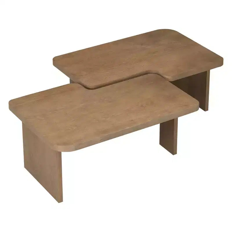 41W Coffee Table Set Cocktail Table Center Table Combination Side Table Rectangle Accent Table, Modern&Minimalist, Natural/Black/Espresso-ModernLuxe